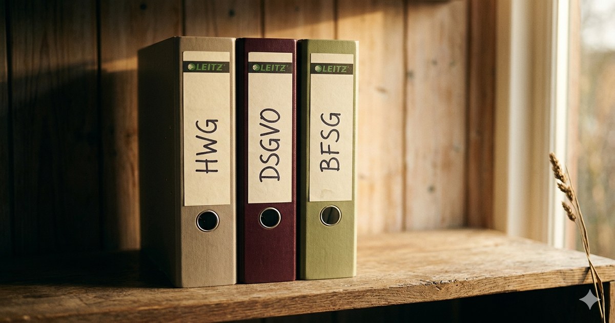 Schreibtisch einer Heilpraktiker-Praxis mit Anamnesebogen, geöffnetem Laptop und Glas Kräutertee — Tageslicht, ruhige Worpsweder Werkstatt-Atmosphäre